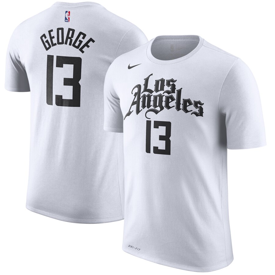 Men 2020 NBA Nike Paul George LA Clippers White 201920 City Edition Name  Number TShirt->nba t-shirts->Sports Accessory